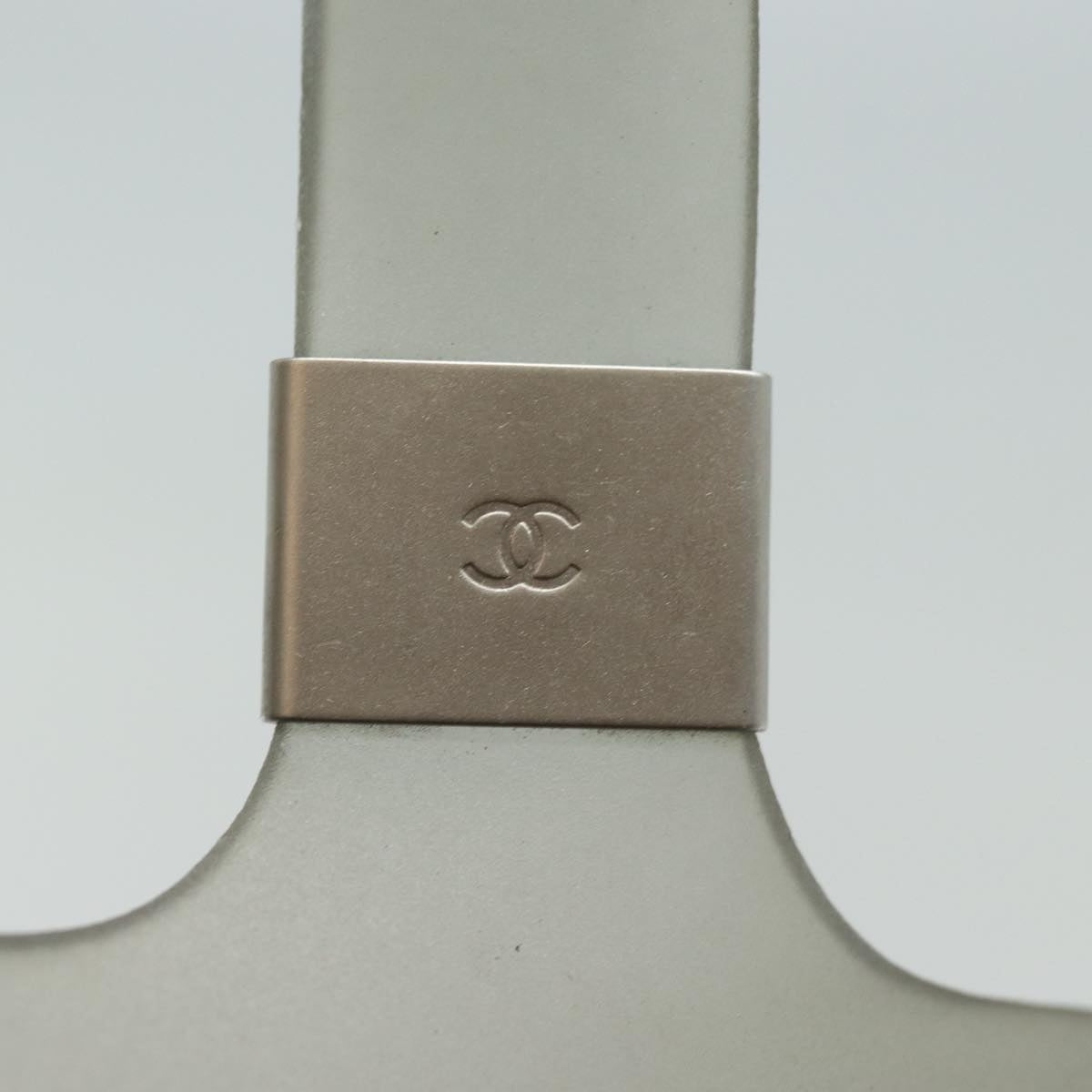 CHANEL Shoulder Bag Rubber Gray CC Auth bs15775