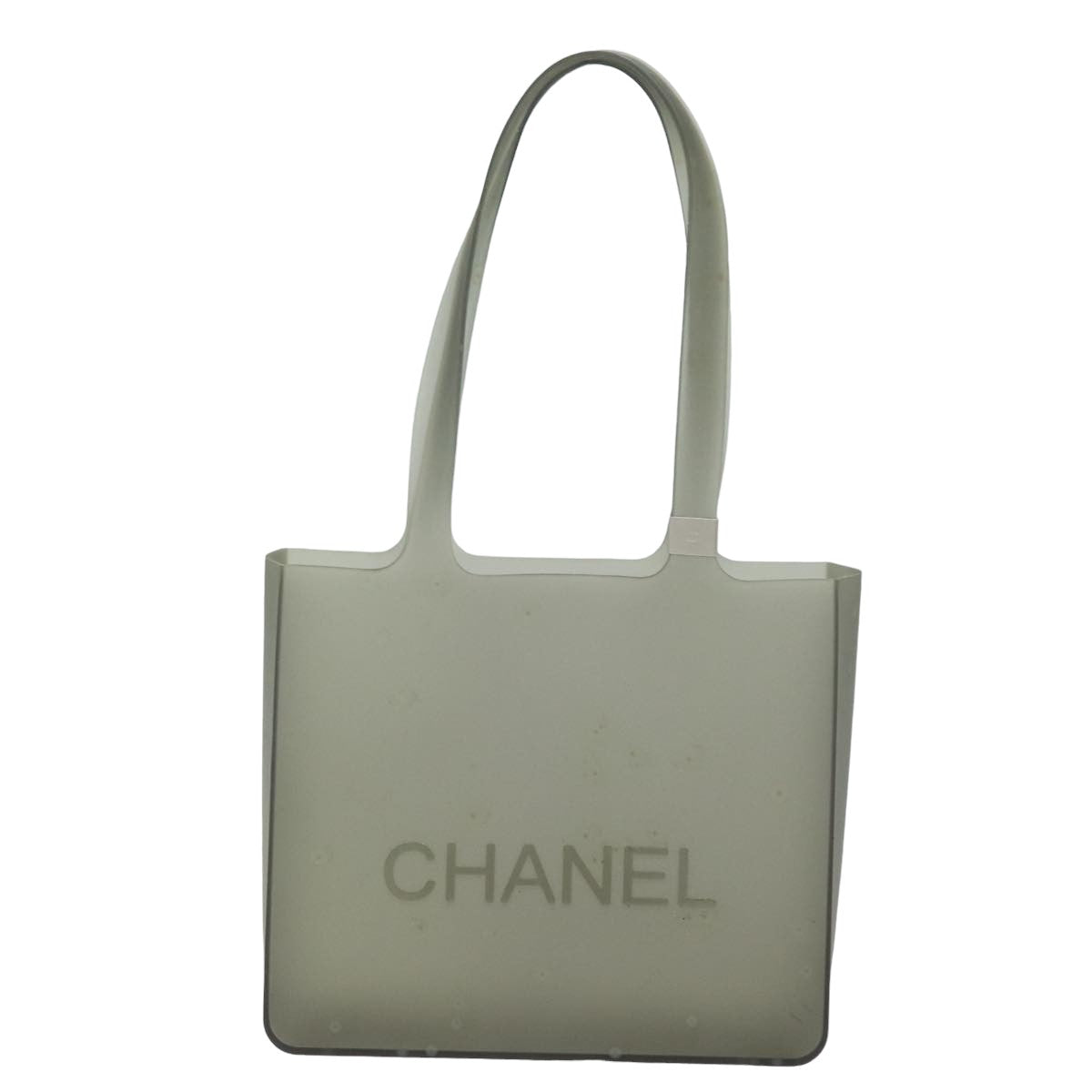 CHANEL Shoulder Bag Rubber Gray CC Auth bs15775