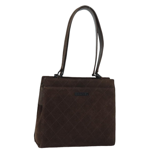 Top Quality Chanel Matelasse Tote Bag Suede Brown CC Auth bs15776