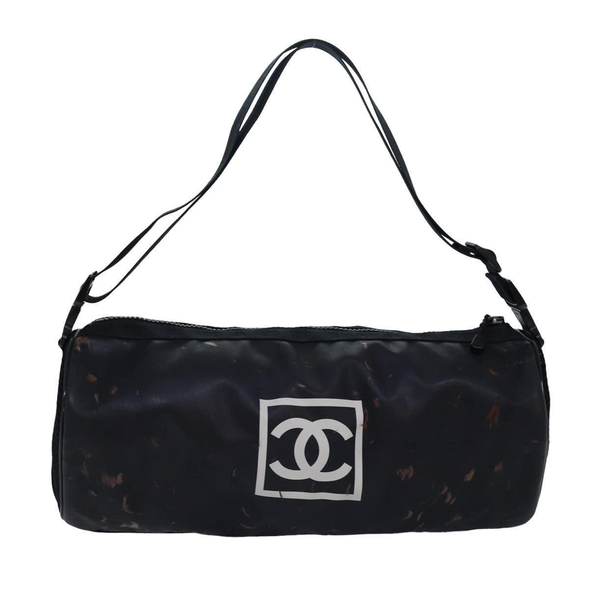 CHANEL Sports Line Drum bag Shoulder Bag Vinyl Black CC Auth bs15851