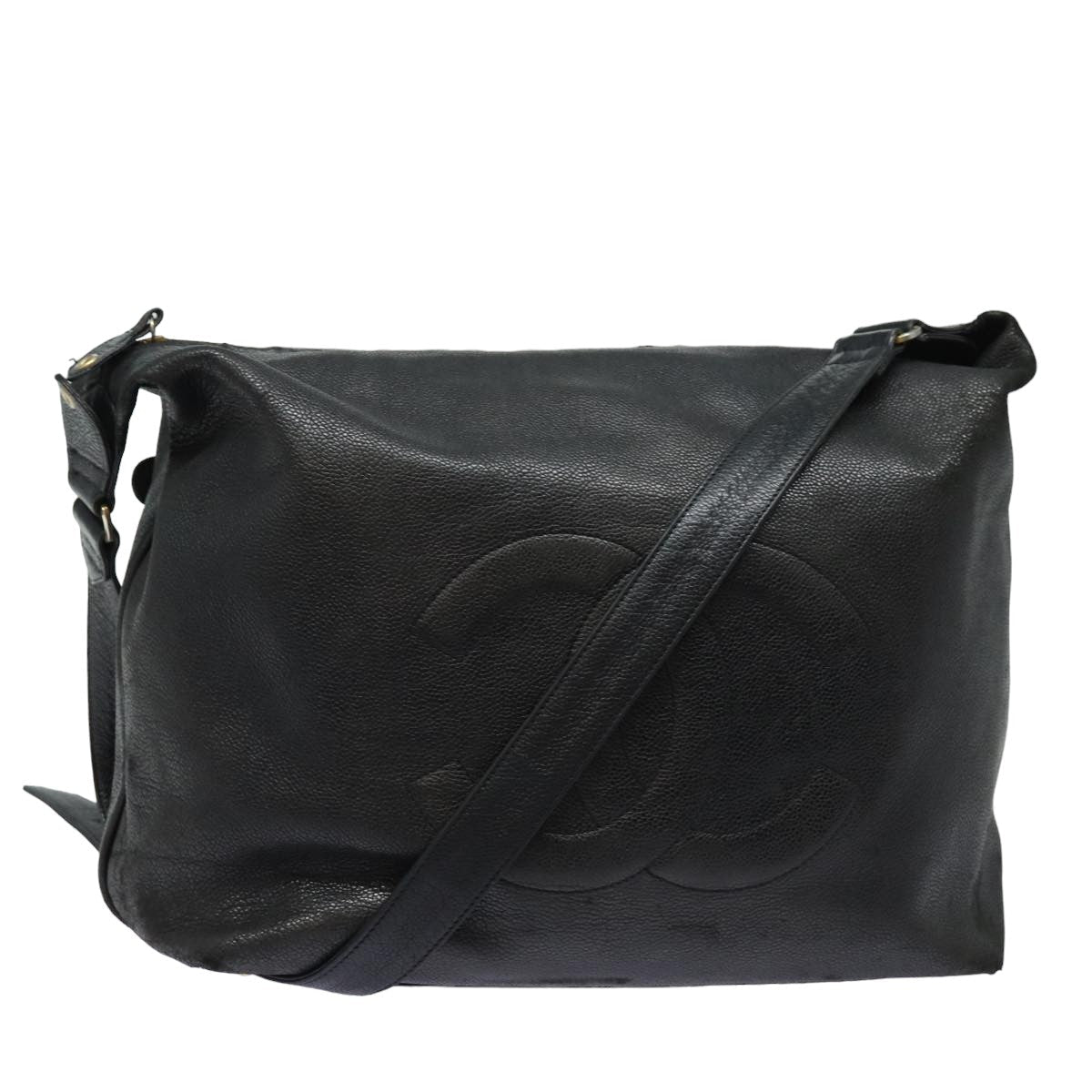 Top Quality Chanel COCO Mark Shoulder Bag Caviar Skin Black CC Auth bs15856