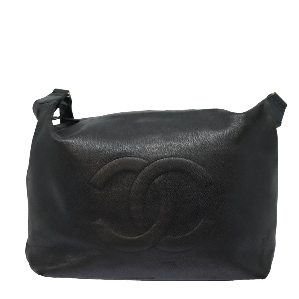 Top Quality Chanel COCO Mark Shoulder Bag Caviar Skin Black CC Auth bs15856