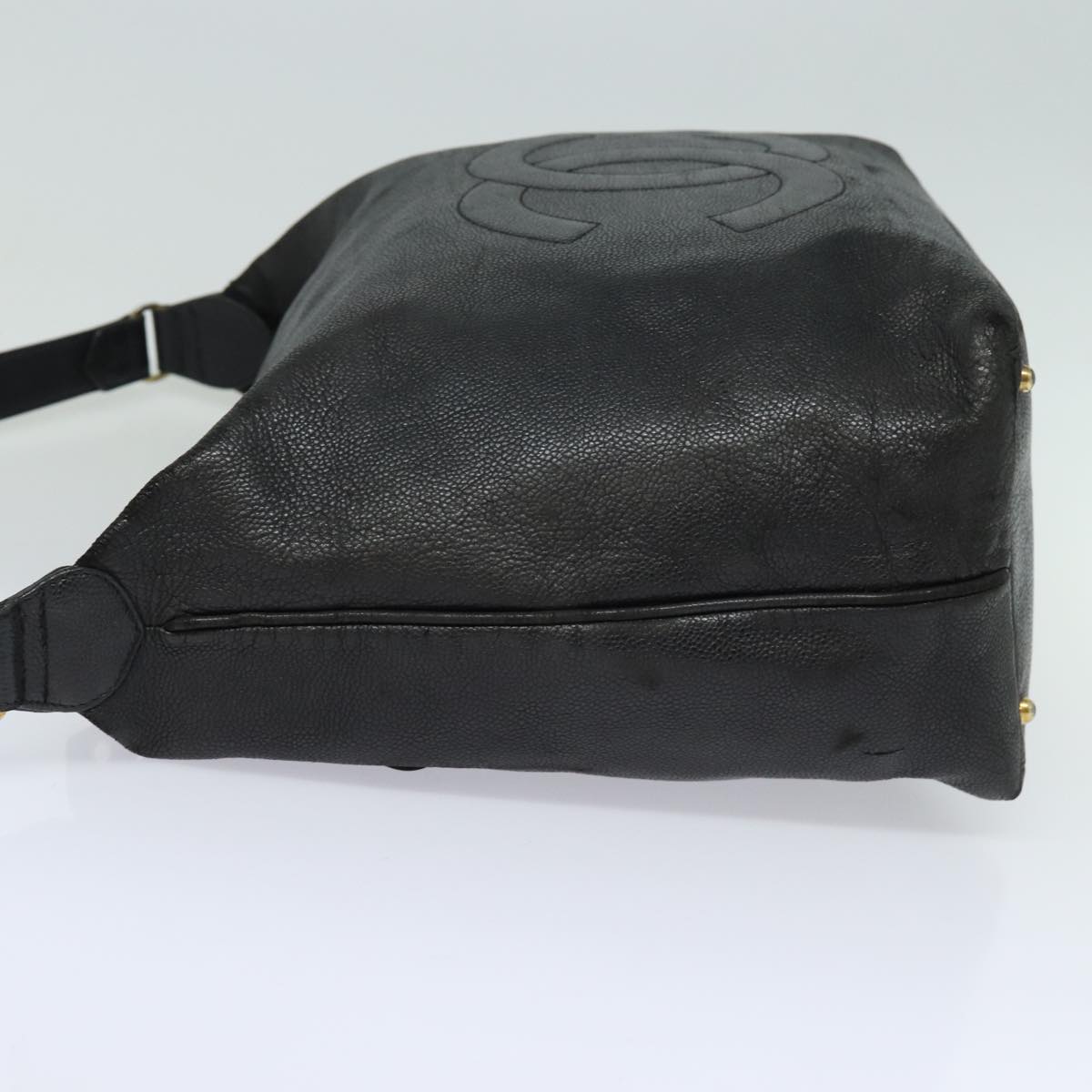 Top Quality Chanel COCO Mark Shoulder Bag Caviar Skin Black CC Auth bs15856