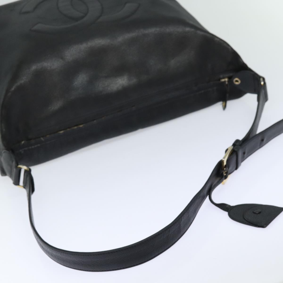 Top Quality Chanel COCO Mark Shoulder Bag Caviar Skin Black CC Auth bs15856