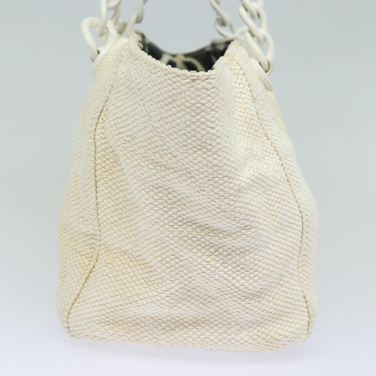 Top Quality Chanel Matelasse Chain Tote Bag Raffia White CC Auth bs15861