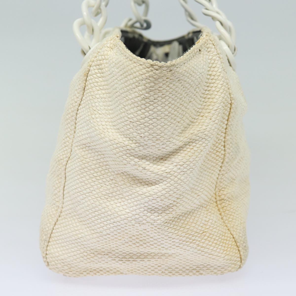 Top Quality Chanel Matelasse Chain Tote Bag Raffia White CC Auth bs15861