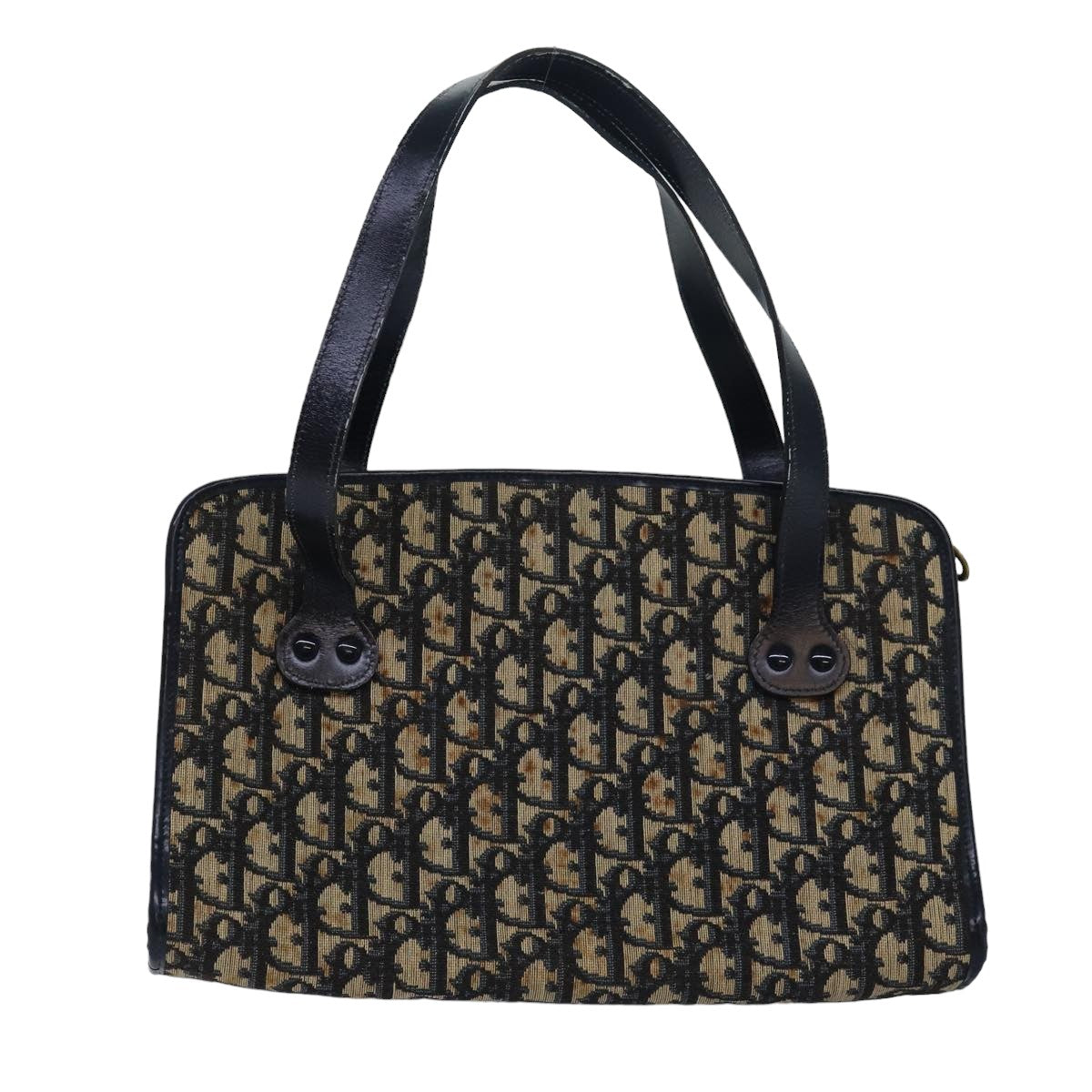 CHRISTIAN DIOR Trotter Canvas Hand Bag Canvas Navy Auth bs15874