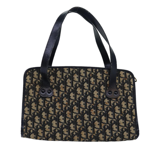 CHRISTIAN DIOR Trotter Canvas Hand Bag Canvas Navy Auth bs15874