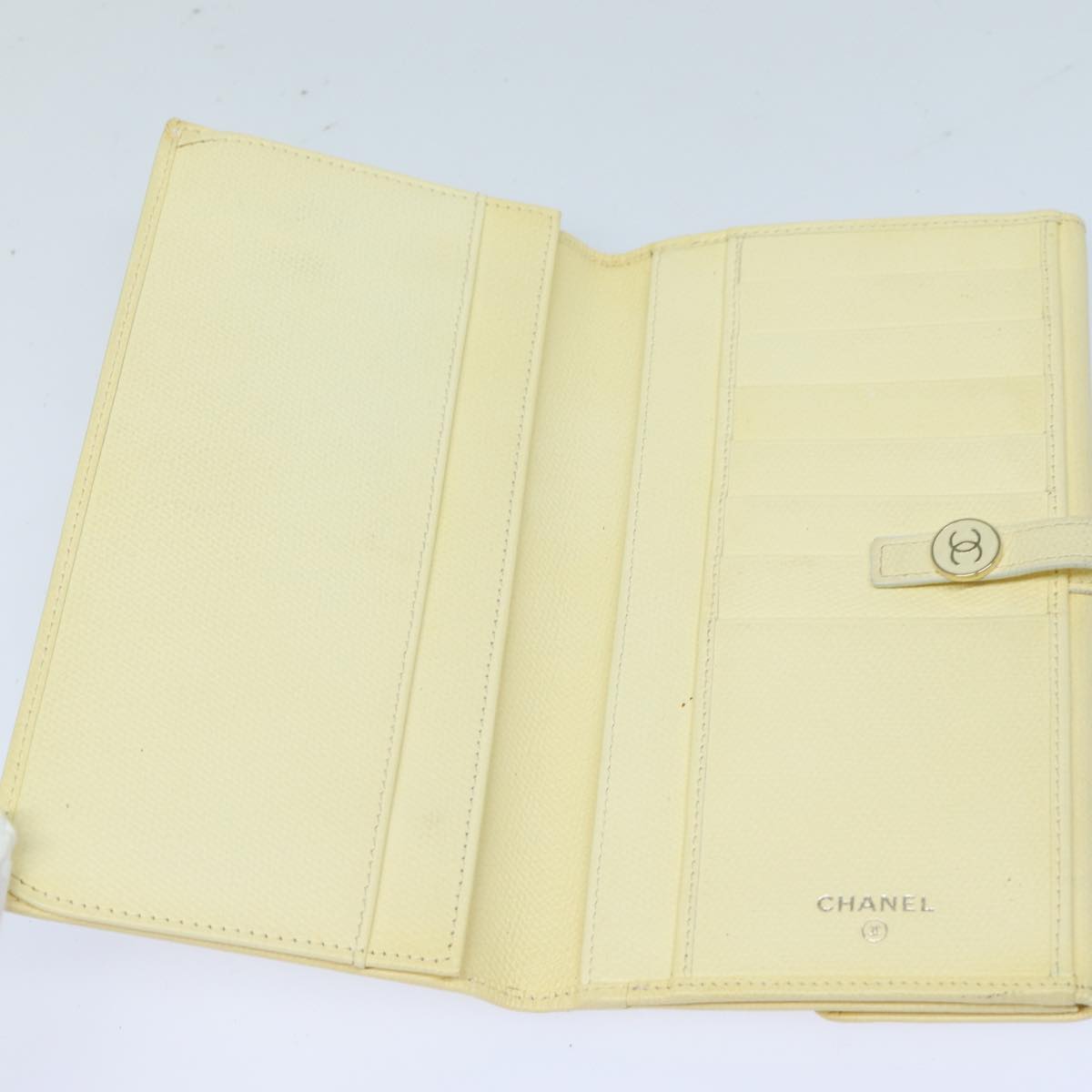 Top Quality Chanel COCO Mark Wallet Leather Vanilla CC Auth bs15966