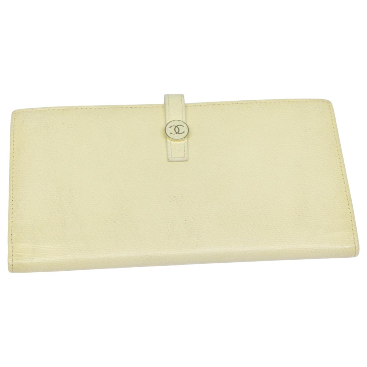 Top Quality Chanel COCO Mark Wallet Leather Vanilla CC Auth bs15966