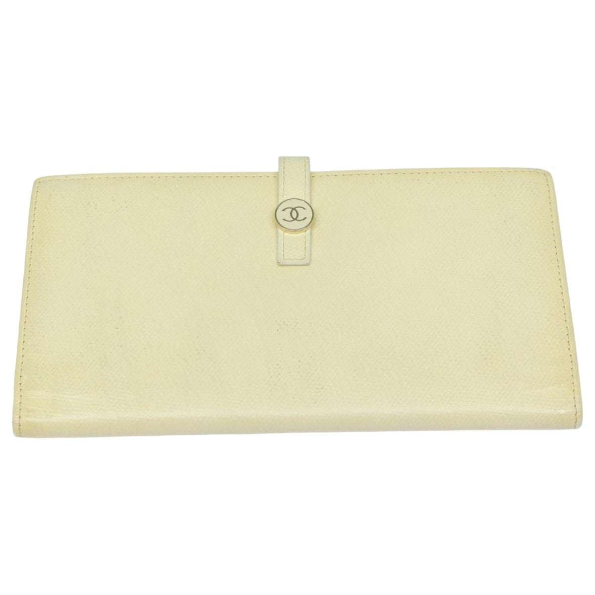 Top Quality Chanel COCO Mark Wallet Leather Vanilla CC Auth bs15966