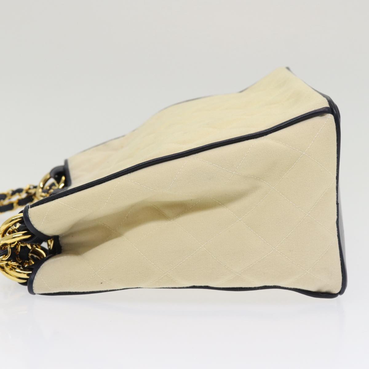 Top Quality Chanel Matelasse Chain Shoulder Bag Canvas Leather Beige CC Auth bs16006