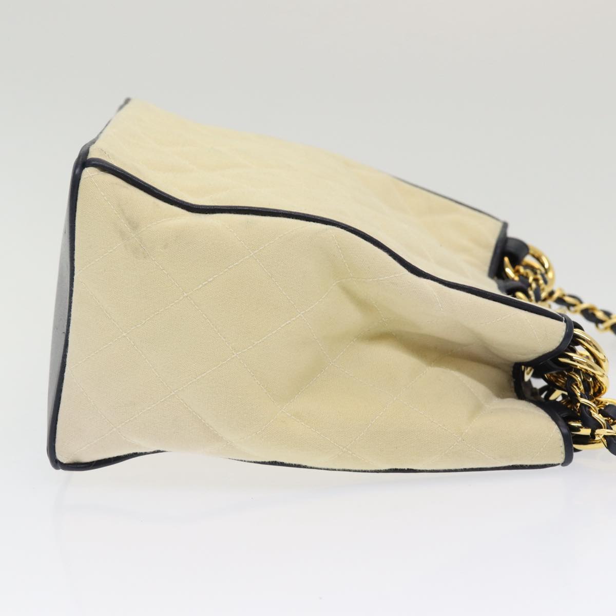 Top Quality Chanel Matelasse Chain Shoulder Bag Canvas Leather Beige CC Auth bs16006