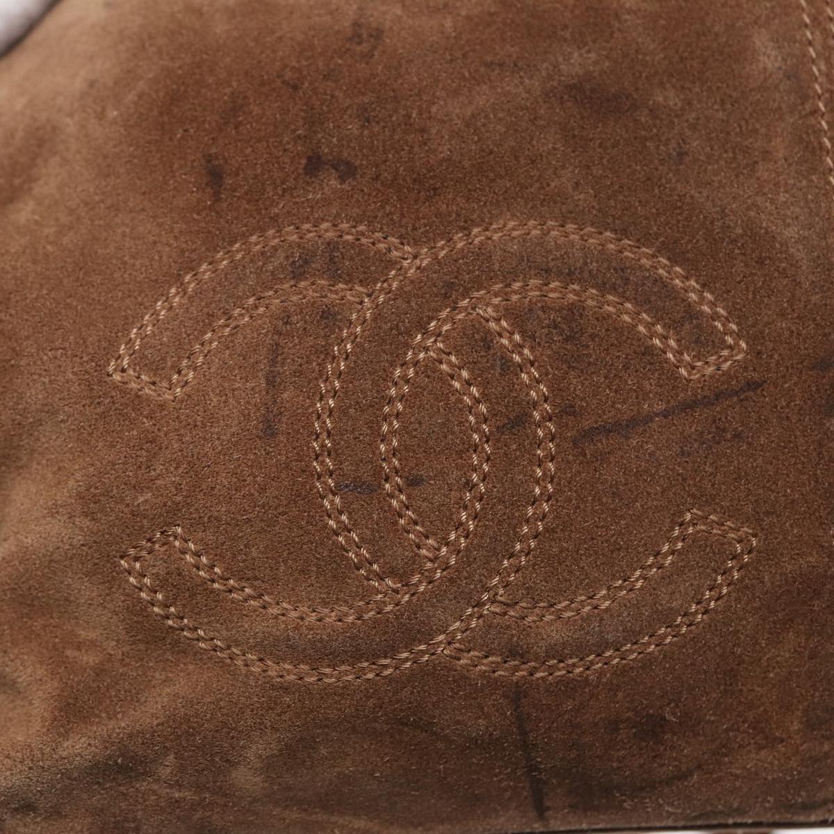 Top Quality Chanel Matelasse Tote Bag Suede Brown CC Auth bs16010