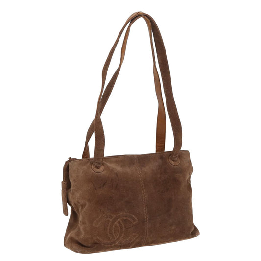 Top Quality Chanel Matelasse Tote Bag Suede Brown CC Auth bs16010