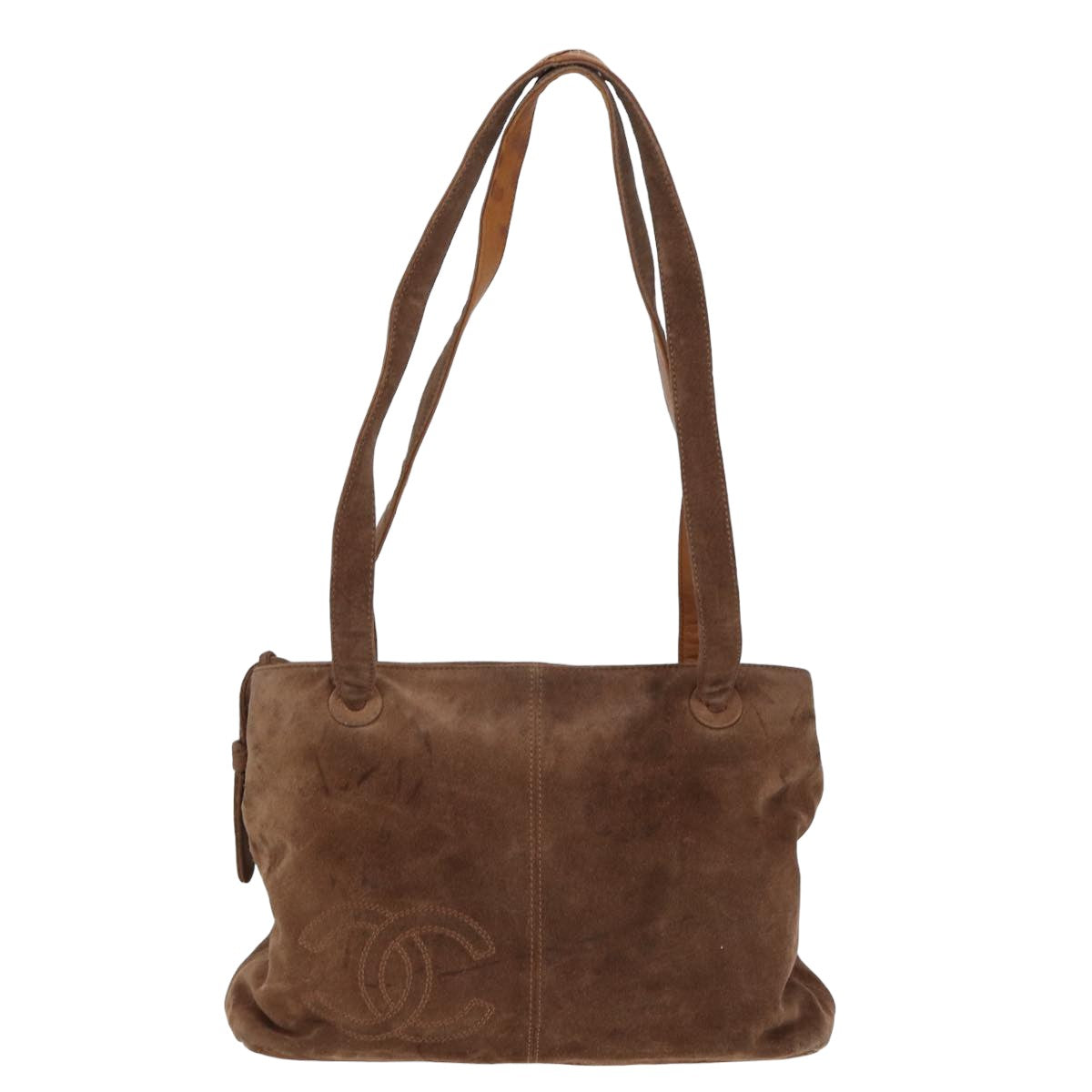 Top Quality Chanel Matelasse Tote Bag Suede Brown CC Auth bs16010