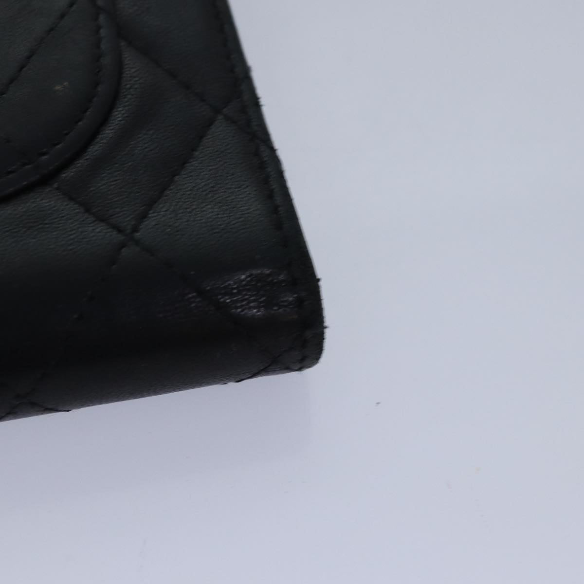 Top Quality Chanel Matelasse Long Wallet Lamb Skin Black CC Auth bs16070