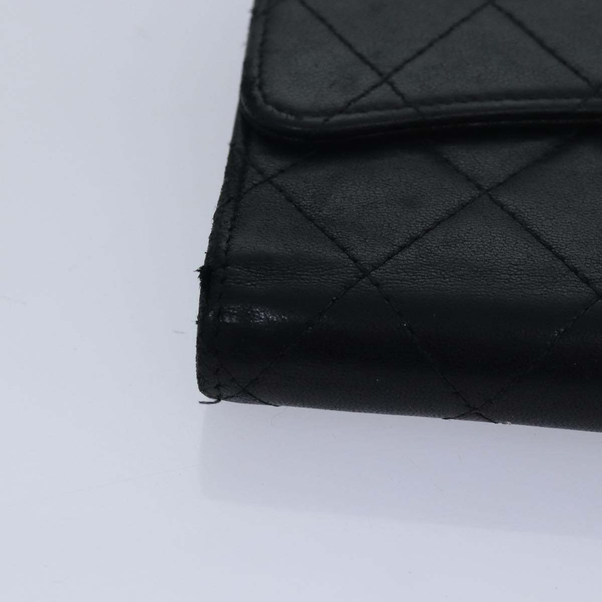 Top Quality Chanel Matelasse Long Wallet Lamb Skin Black CC Auth bs16070