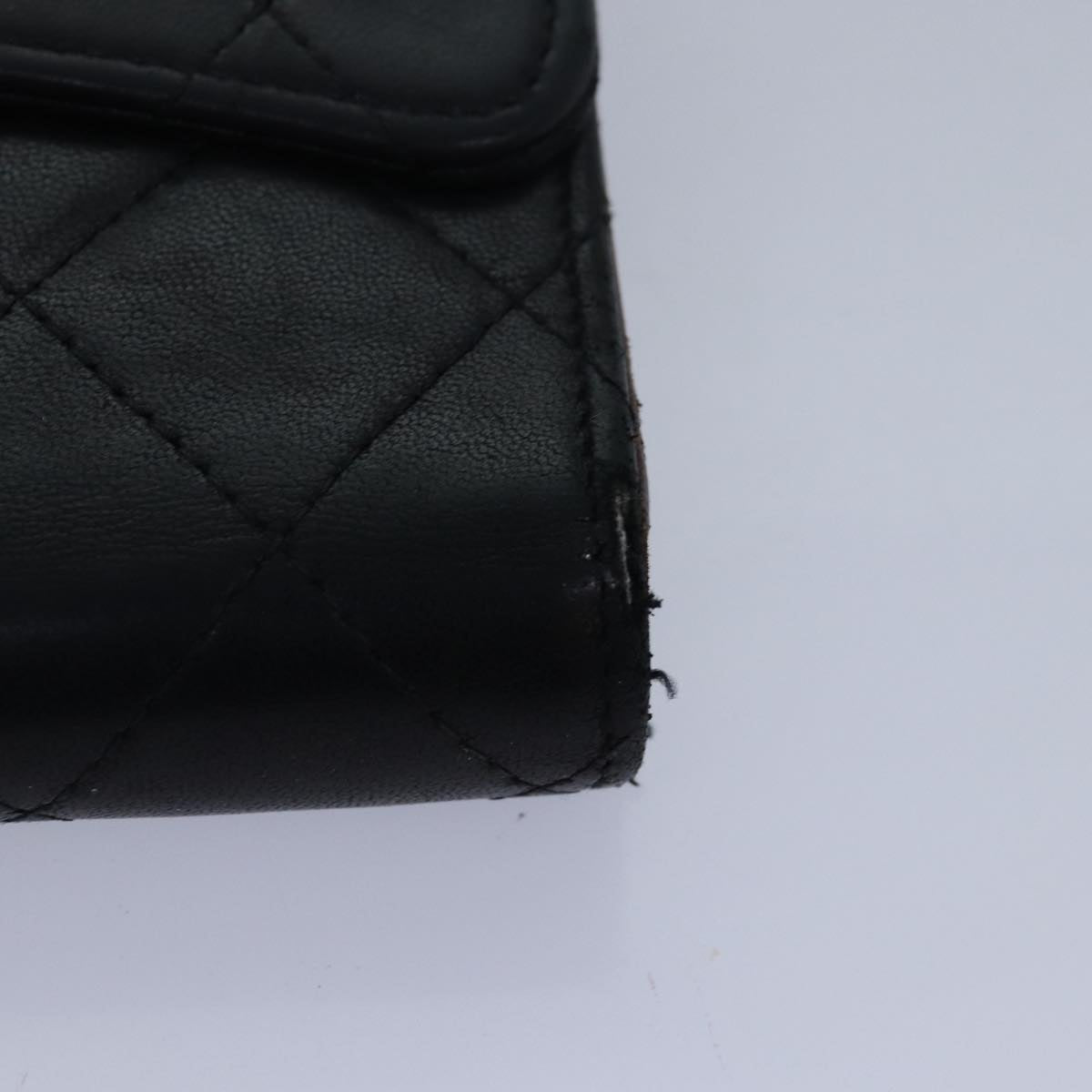 Top Quality Chanel Matelasse Long Wallet Lamb Skin Black CC Auth bs16070