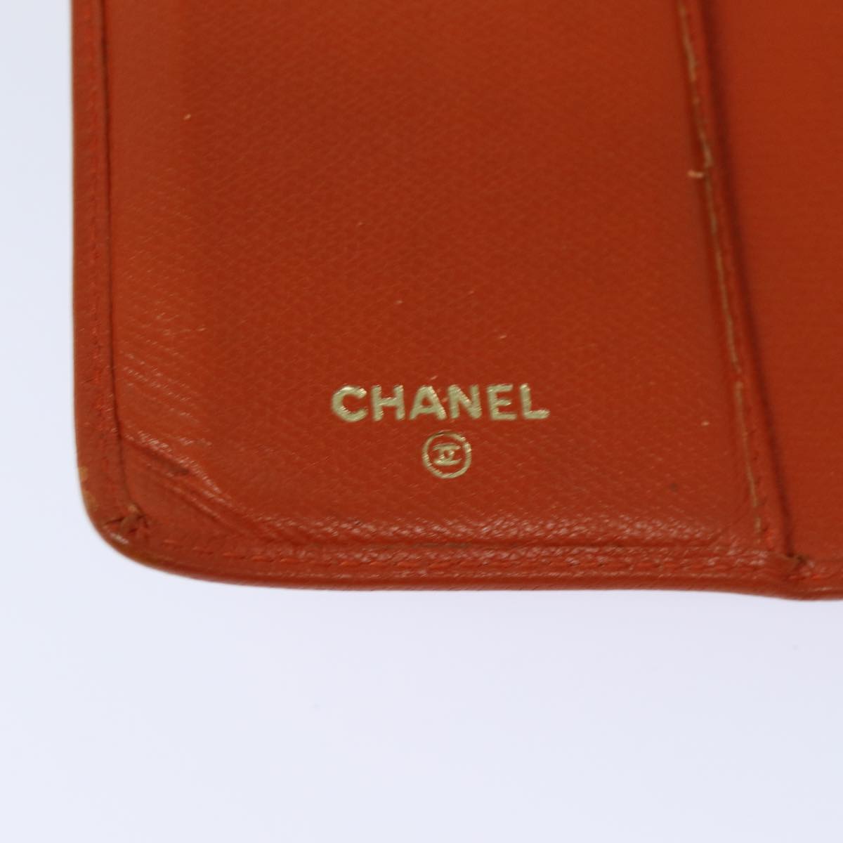 CHANEL COCO Mark Wallet Leather Orange CC Auth bs16185