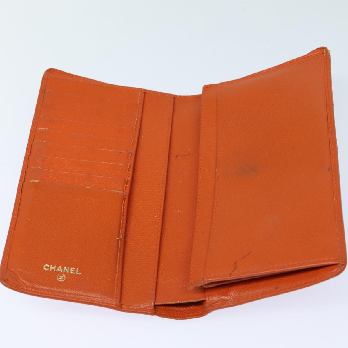 Top Quality Chanel COCO Mark Wallet Leather Orange CC Auth bs16185