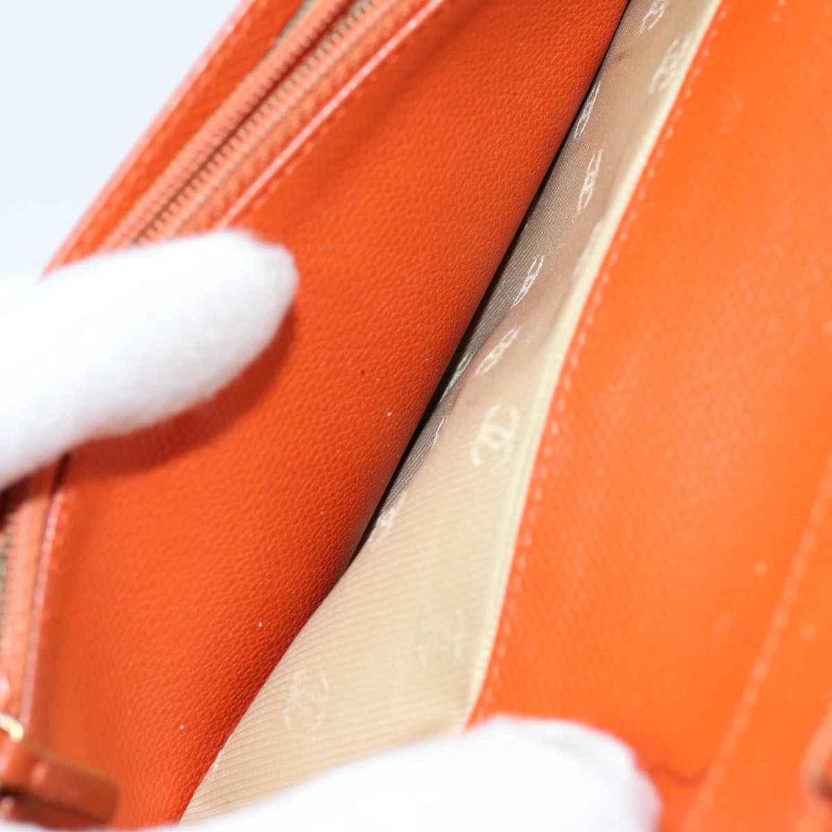 Top Quality Chanel COCO Mark Wallet Leather Orange CC Auth bs16185