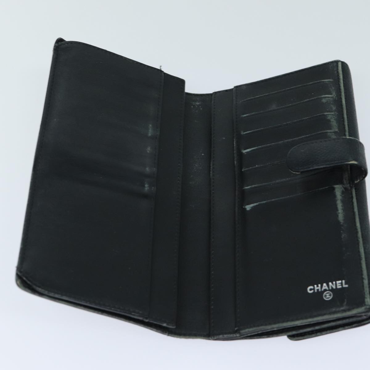 Top Quality Chanel COCO Mark Wallet Caviar Skin Black CC Auth bs16186