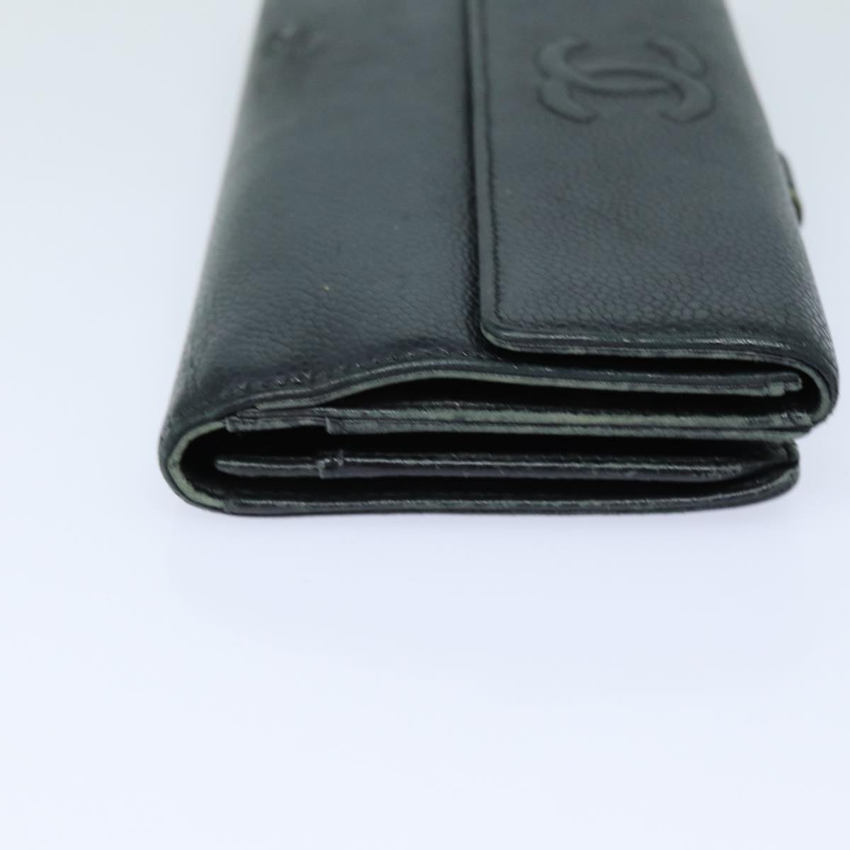 Top Quality Chanel COCO Mark Wallet Caviar Skin Black CC Auth bs16186