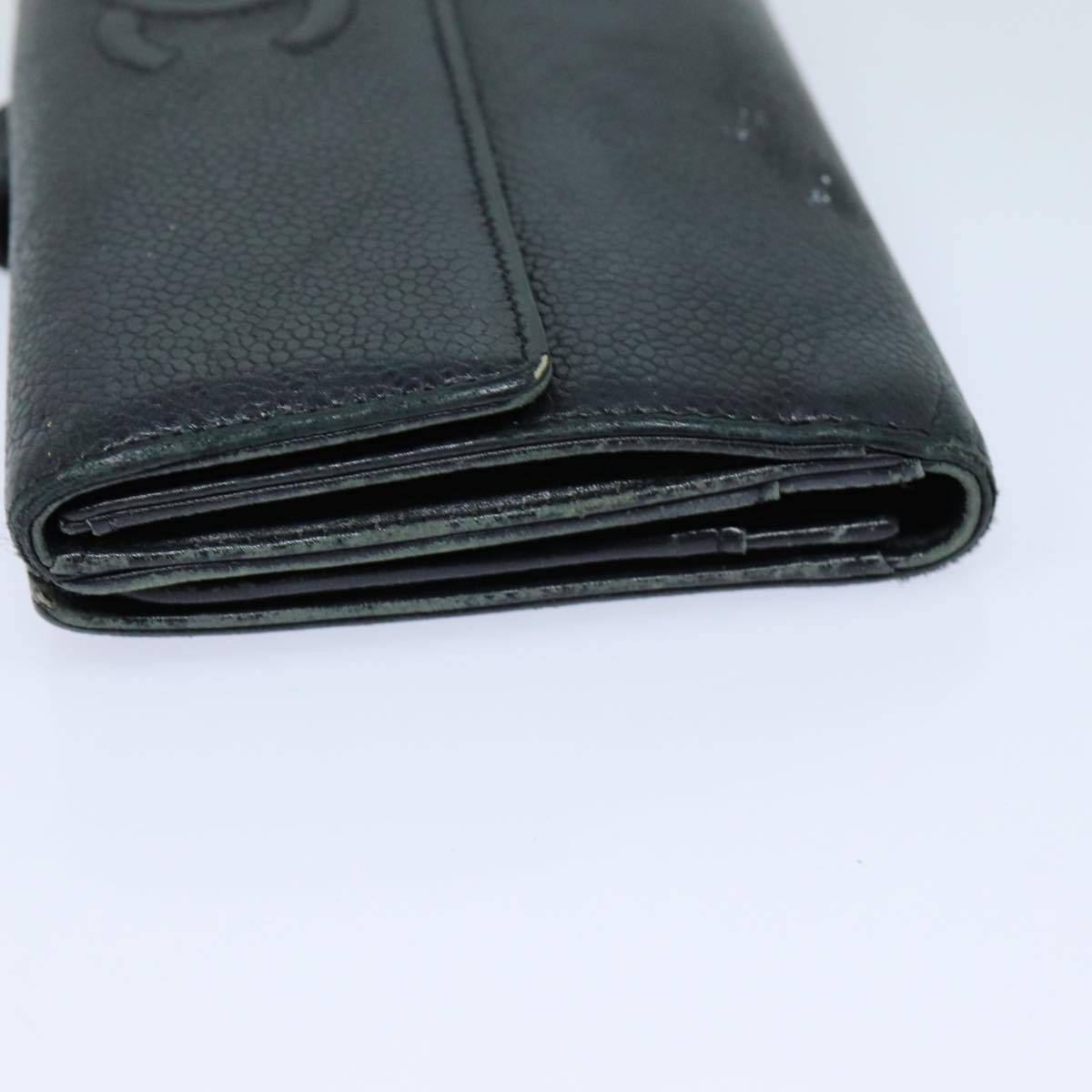 Top Quality Chanel COCO Mark Wallet Caviar Skin Black CC Auth bs16186