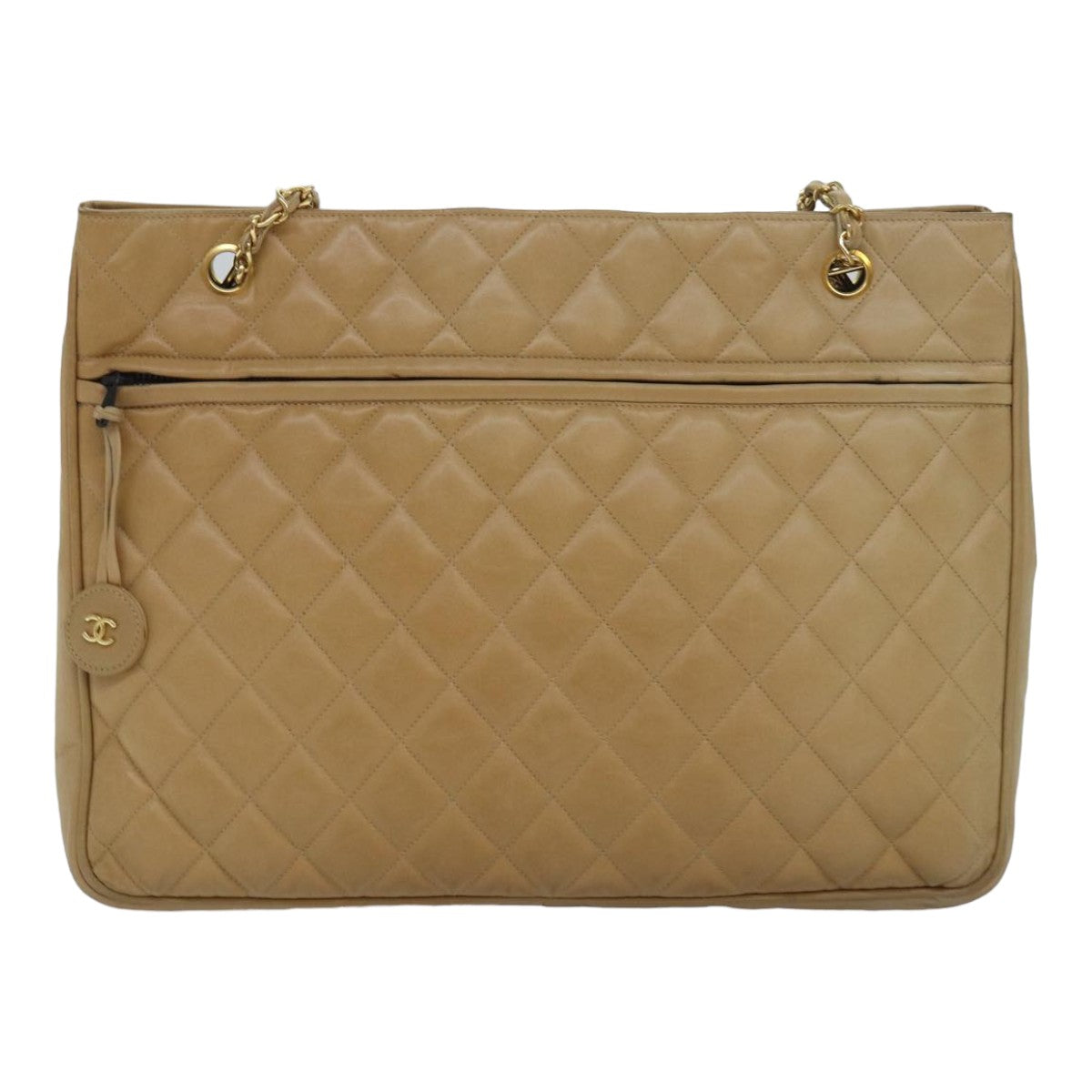 Top Quality Chanel Matelasse Chain Shoulder Bag Leather Beige CC Auth bs16256