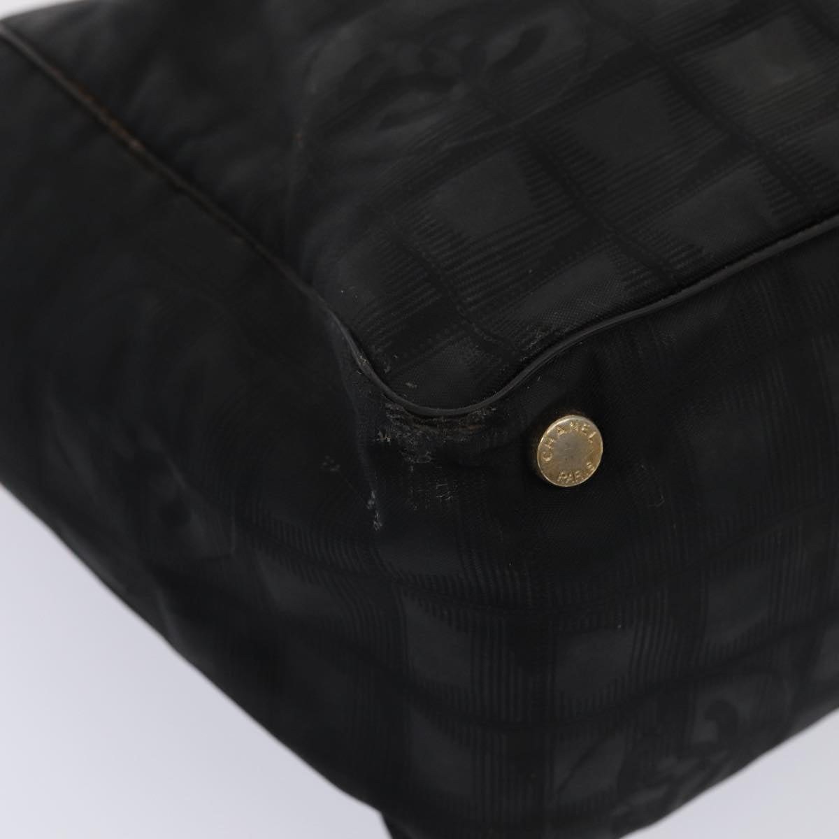 Top Quality Chanel New Travel Line Tote Bag Nylon Black CC Auth bs16269