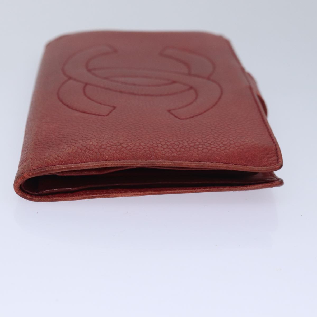 Top Quality Chanel COCO Mark Wallet Lamb Skin Red CC Auth bs16358