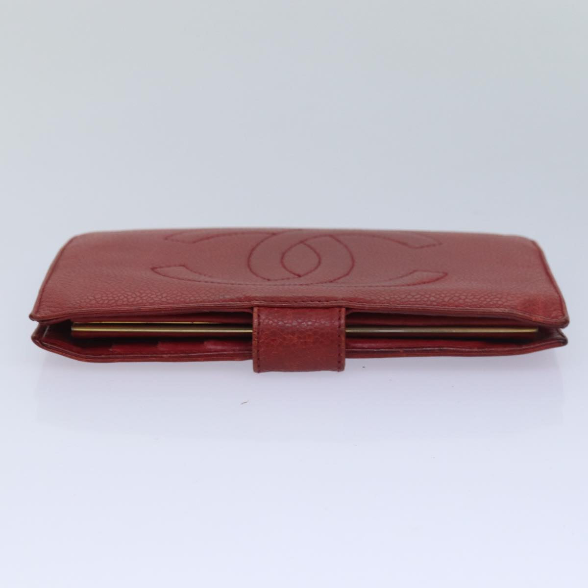 Top Quality Chanel COCO Mark Wallet Lamb Skin Red CC Auth bs16358
