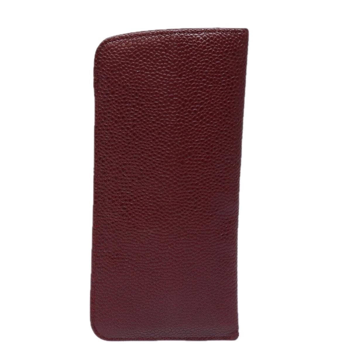 Top Quality Chanel Glasses Case Caviar Skin Bordeaux CC Auth bs16462