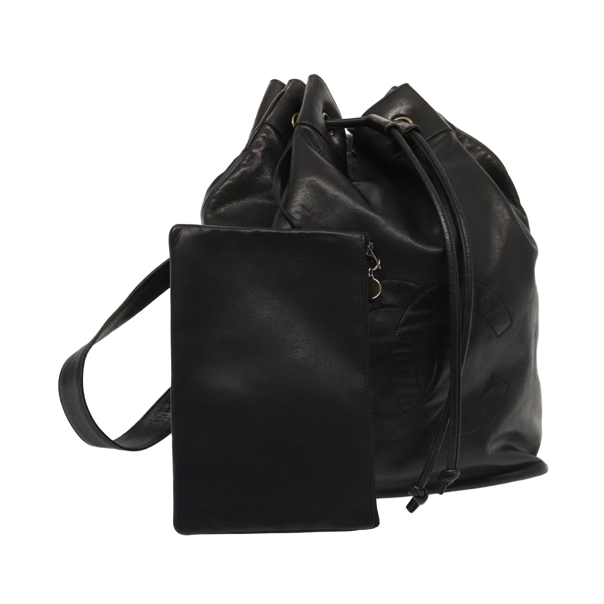 Top Quality Chanel COCO Mark Purse Shoulder Bag Lamb Skin Black CC Auth bs16571