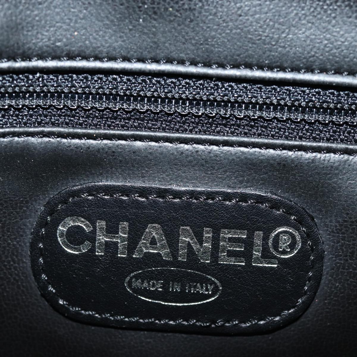 Top Quality Chanel COCO Mark Vanity Cosmetic Pouch Enamel Black Gold CC Auth bs16594