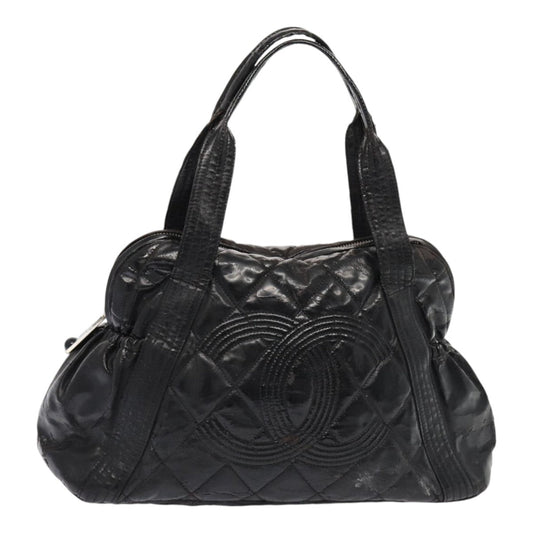 Top Quality Chanel Matelasse COCO Mark Tote Bag Enamel Black CC Auth bs16604