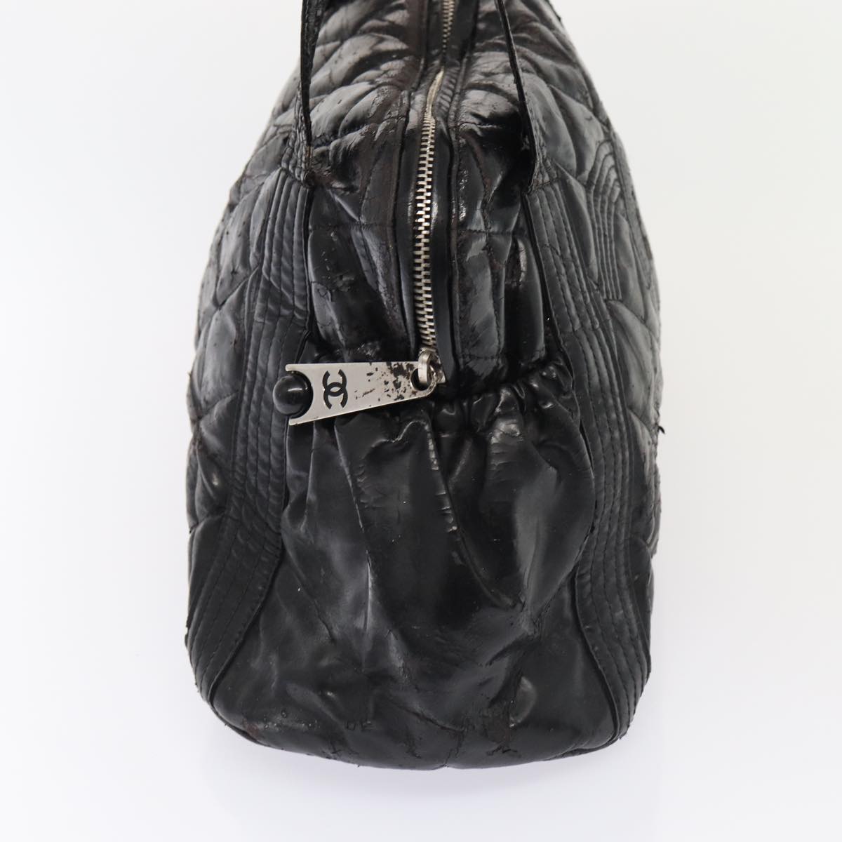 Top Quality Chanel Matelasse COCO Mark Tote Bag Enamel Black CC Auth bs16604