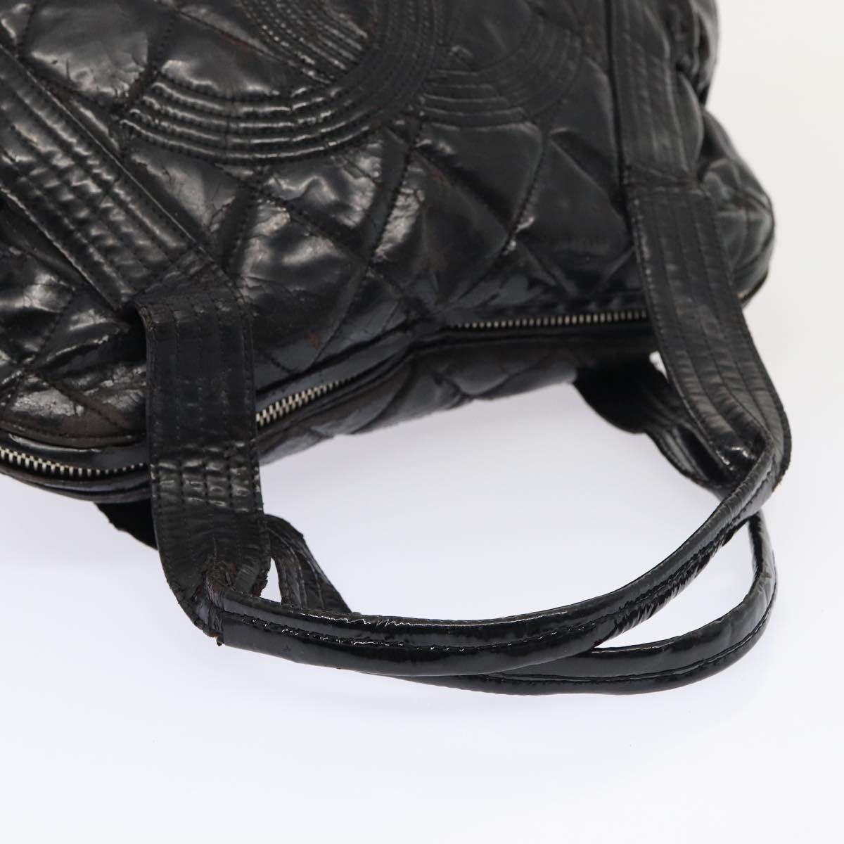 Top Quality Chanel Matelasse COCO Mark Tote Bag Enamel Black CC Auth bs16604