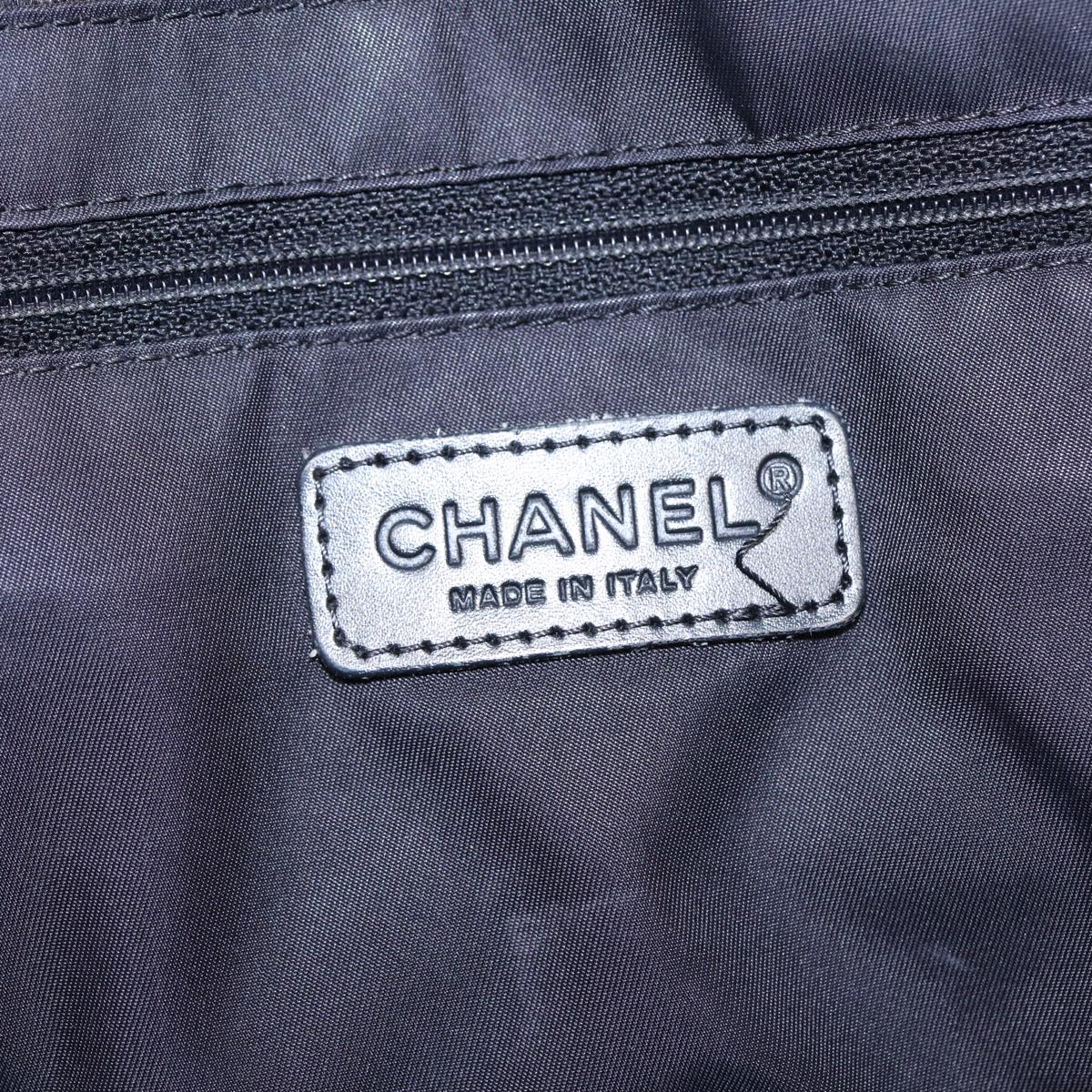 CHANEL New Travel  Line Tote Bag Nylon Brown Silver Silver CC Auth bs16605