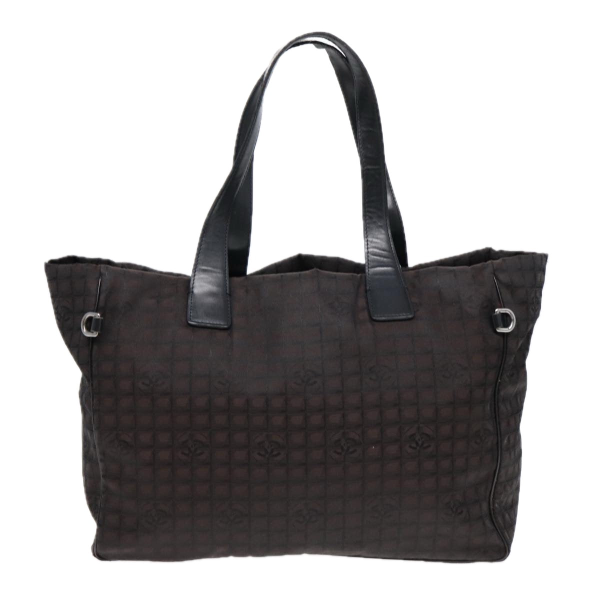 CHANEL New Travel  Line Tote Bag Nylon Brown Silver Silver CC Auth bs16605