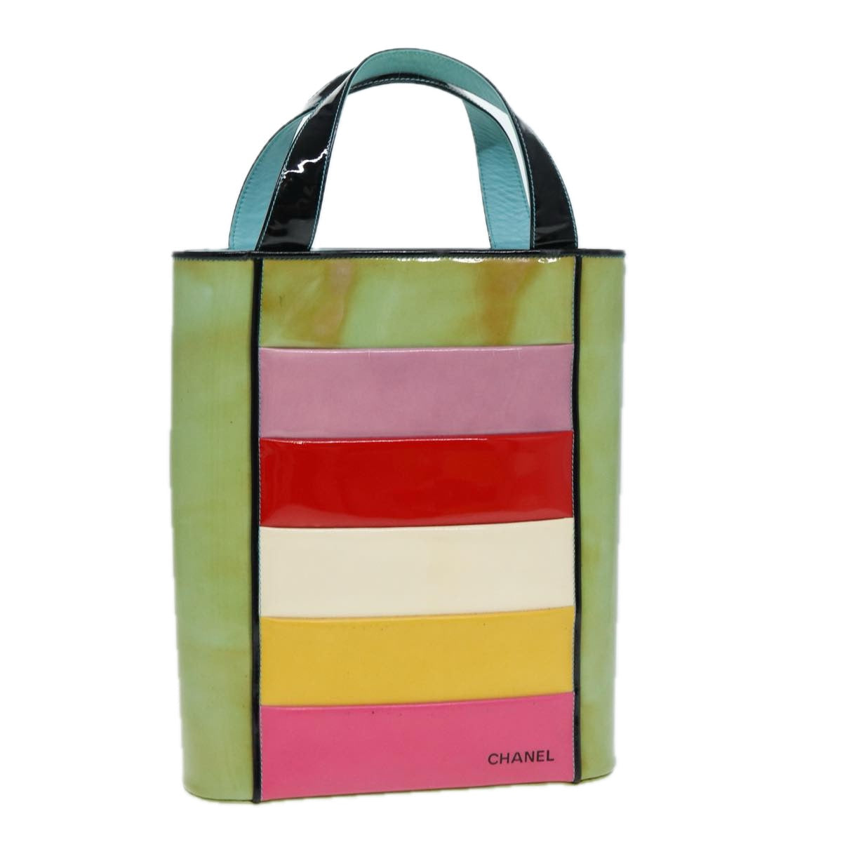 Top Quality Chanel Hand Bag Enamel Multicolor Gold CC Auth bs16658