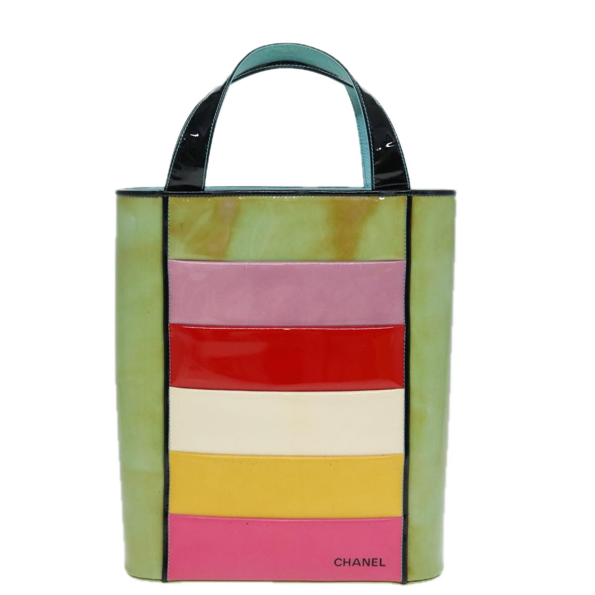 Top Quality Chanel Hand Bag Enamel Multicolor Gold CC Auth bs16658