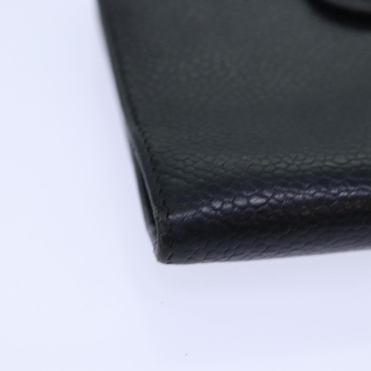Top Quality Chanel COCO Mark Wallet Caviar Skin Black Gold CC Auth bs16751