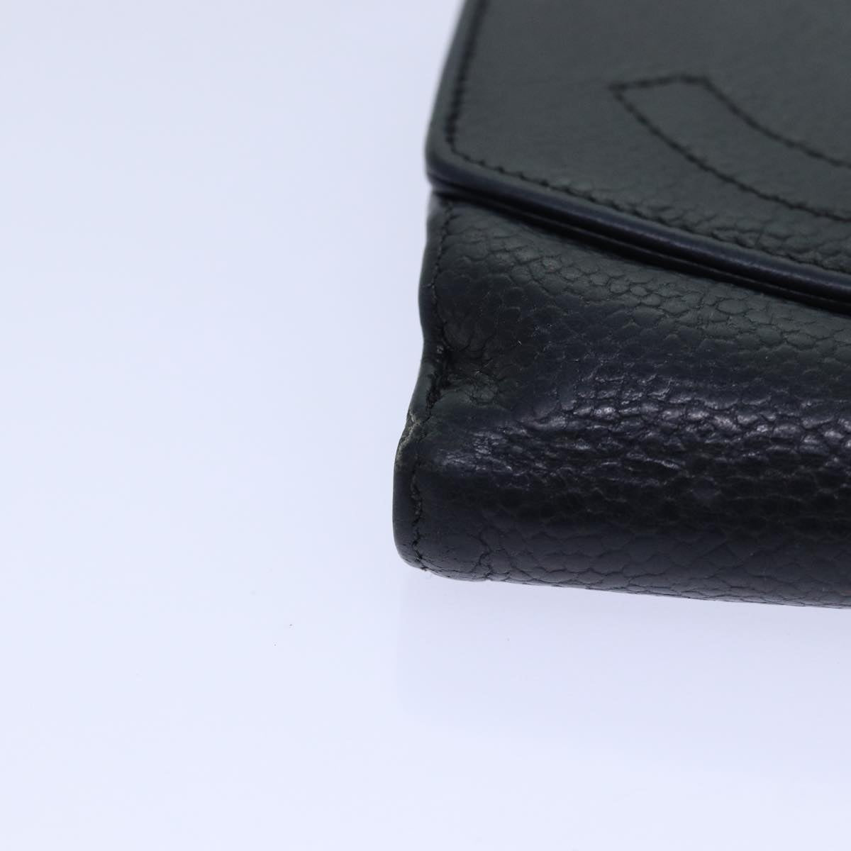 Top Quality Chanel COCO Mark Wallet Caviar Skin Black Gold CC Auth bs16751
