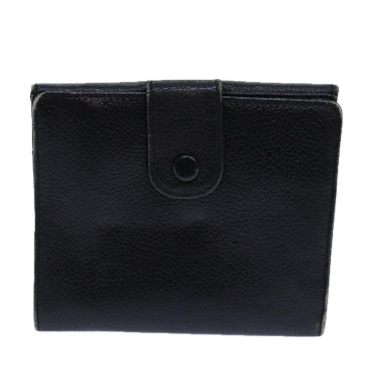 Top Quality Chanel COCO Mark Wallet Caviar Skin Black Gold CC Auth bs16752