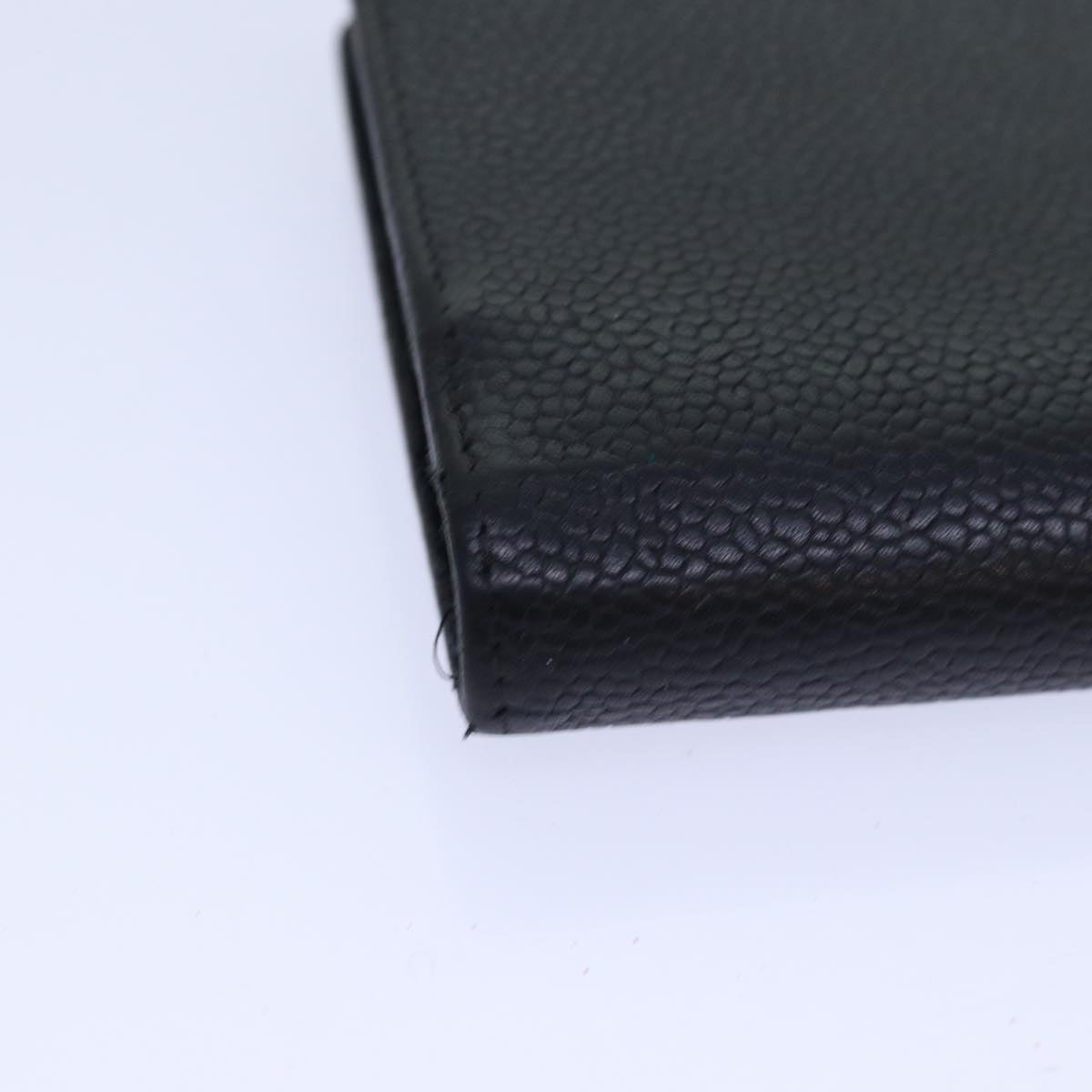 Top Quality Chanel COCO Mark Wallet Caviar Skin Black Gold CC Auth bs16761