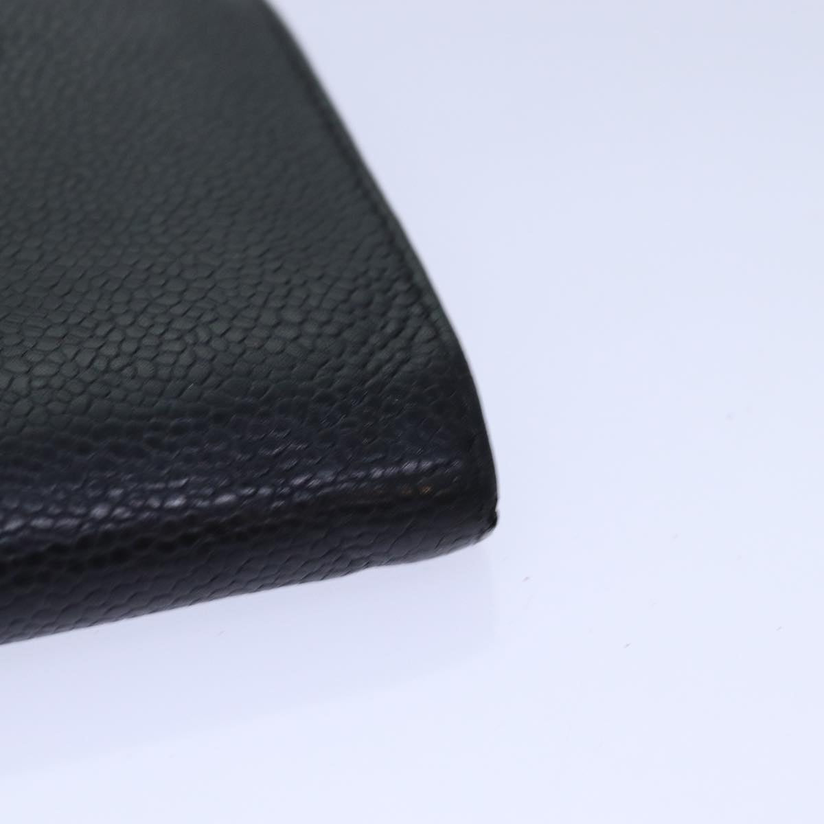 Top Quality Chanel COCO Mark Wallet Caviar Skin Black Gold CC Auth bs16761
