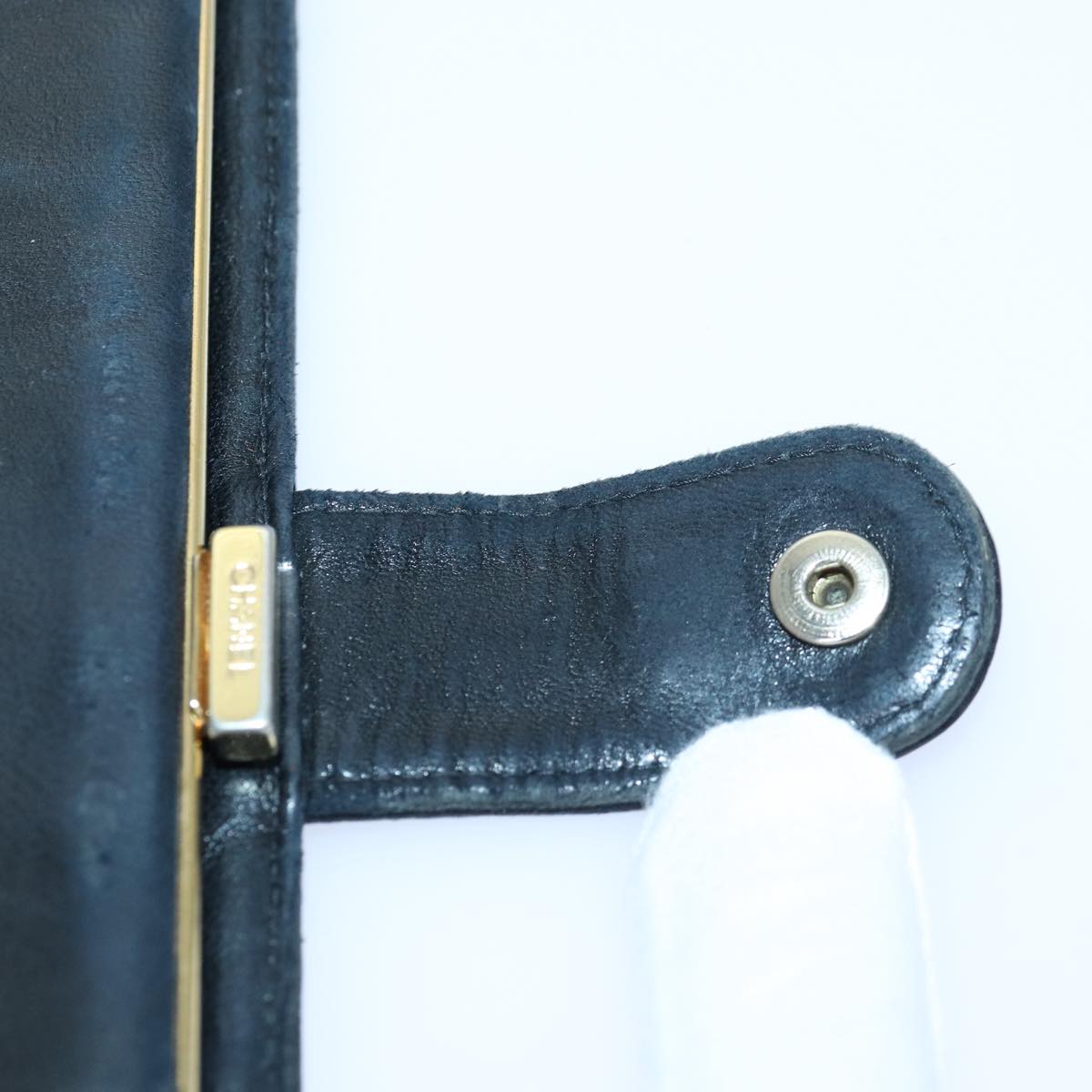 Top Quality Chanel COCO Mark Wallet Caviar Skin Black Gold CC Auth bs16761