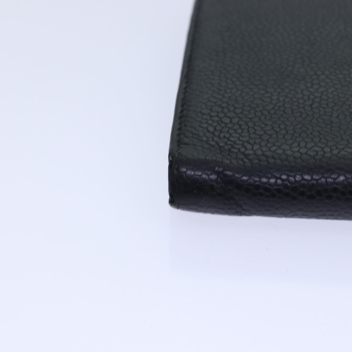 Top Quality Chanel COCO Mark Wallet Caviar Skin Black Gold CC Auth bs16761